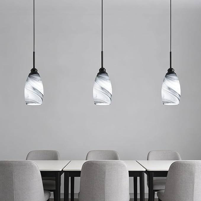 Industrial Pendant Light with Glass Shade Matte Black Pendant Lighting Adjustable Industrial Retro Style Hanging Light,Kitchen Island Farmhouse Pendant Lights Fixtures for Kitchen,Farmhouse