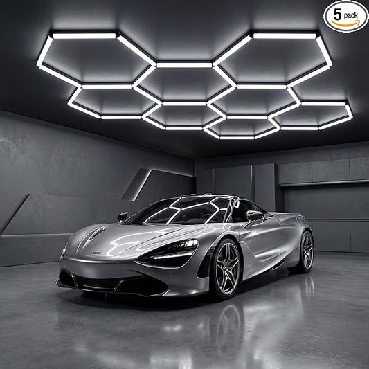Z Hexagon Garage Lights 210W 25200LM - 35 Pack Super Bright LED Honeycomb Ceiling Lights for Garage, Workshop, Gym, Car Detailing, Barber & Auto Shops