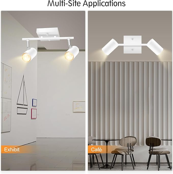 BoostArea 2-Light Track Lighting Kit, LED Track Lighting with GU10 Socket, Flexibly Rotatable Light Heads, Modern Track Lighting Fixtures Ceiling for Kitchen, Bedroom, Living Room, Bulb Not Included