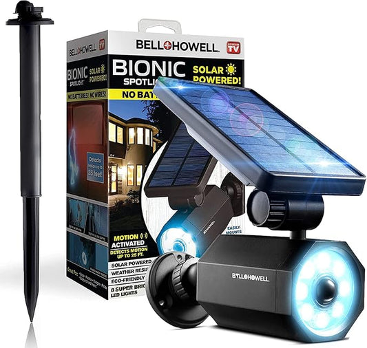 Bell+Howell Bionic Spotlight Original LED Solar Outdoor Lights with Motion Sensor Super Bright Outdoor Solar Lights Waterproof Landscape Lighting for Yard, Garden Outdoor Lighting As Seen On TV