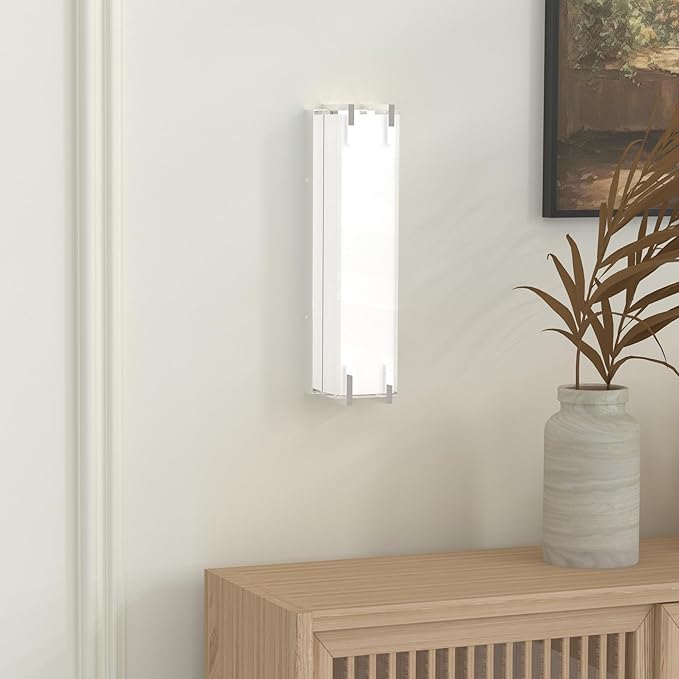 LED Bathroom Light Fixtures Over Mirror 16” Vanity Light with Milky White Lampshade 4000K Daylight Chrome Finishing Bath Bar (Chrome)