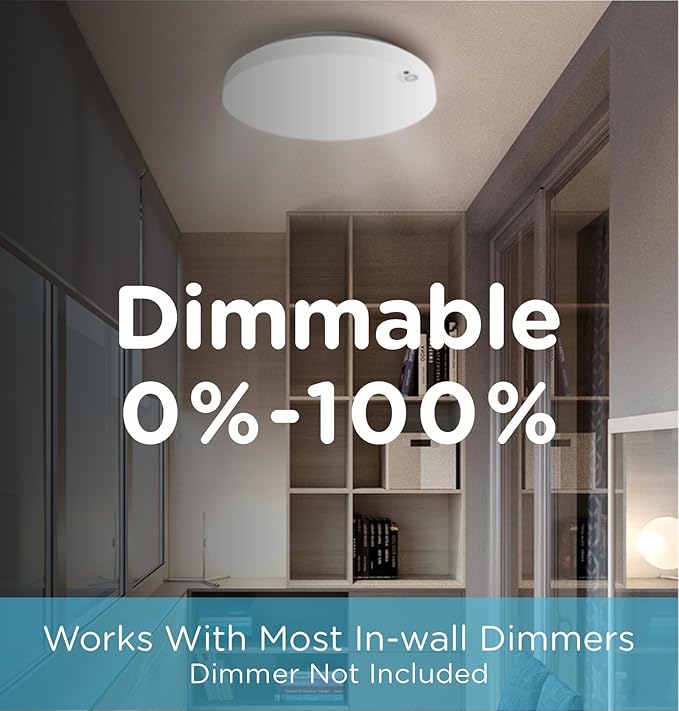 Leetdud Flush Mount Ceiling Light Fixture Wired Dimmable, 13 Inch 24W, 5 CCT 2700/3000/3500/4000/5000K, 3 Brightness Settable, Surface Mount LED Lights for Bedroom Stairs Hallway Laundry Porch, White