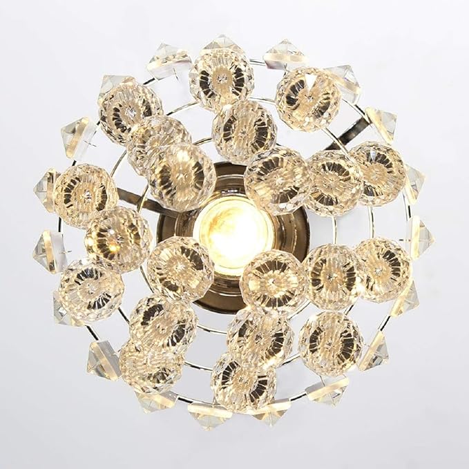 TFCFL 2 Pcs Chrome Crystal Ceiling Pendant Light, Crystal Beads Ceiling Hanging Light Fixture Pendant Light Lamp Chandelier Adjustable Height for Kitchen Island Dining Room Dining Hall