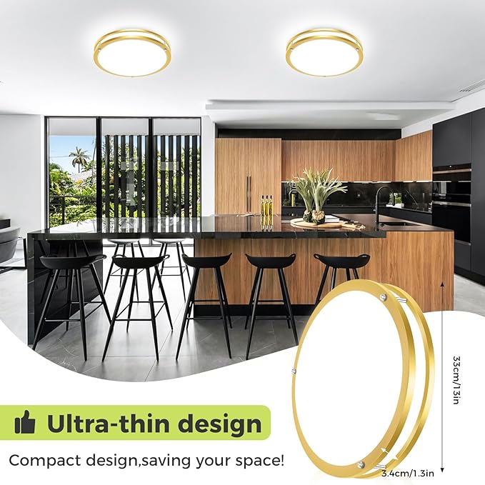 hepside 1 Pack Flush Mount Ceiling Light Fixture, Dimmable & 5CCT Ceiling Light Black, 13inch 24W 3000K 3500K 4000K 5000K 6500K Adjustable Ceiling Lamps for Kitchen Bathroom Bedroom Hallway
