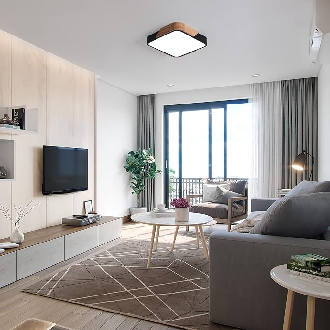 Modern Flush Mount Led Ceiling Light, 24W Black, 11.8 Inch, Cool White, 6500K for Bedroom, Kitchen, Living Room, Hallway
