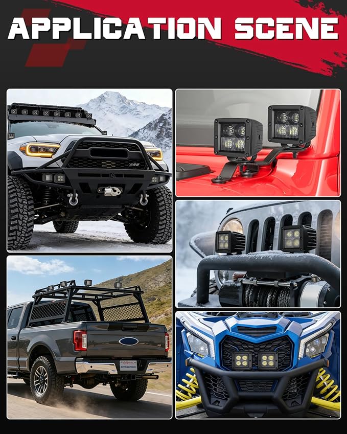 OFFROADTOWN LED Cubes, 3 Inch 80W CREE LED Pods Offroad Fog Lights Driving Ditch Backup Reverse Light for for Trucks UTV SUV ATV Motorcycle Pickup Boat - 2Pcs Driving Combo Beam