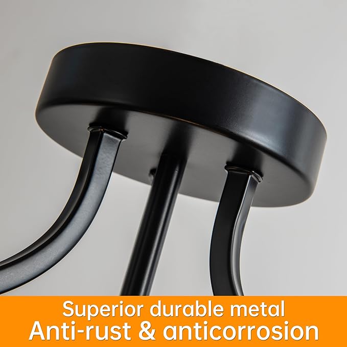 KSRYSZCQ Black Crystal Ceiling Light 3-Light Flush Mount Ceiling Light Fixture 12.59" E12 Bulb Round Hallway Lighting Fixtures for Kitchen Entryway Bedroom Bathroom