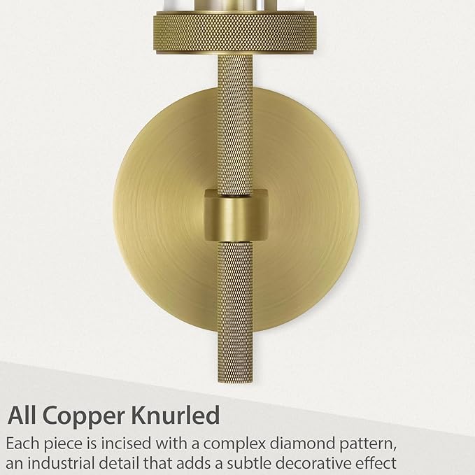 Modern Brass Wall Sconces, Glass Tube Sconces, Gold Bathroom Vanity Light Fixtures, Indoor Wall Sconces for Living Room Bedroom Hallway Kitchen Bathroom Mirror(Including Bulb)