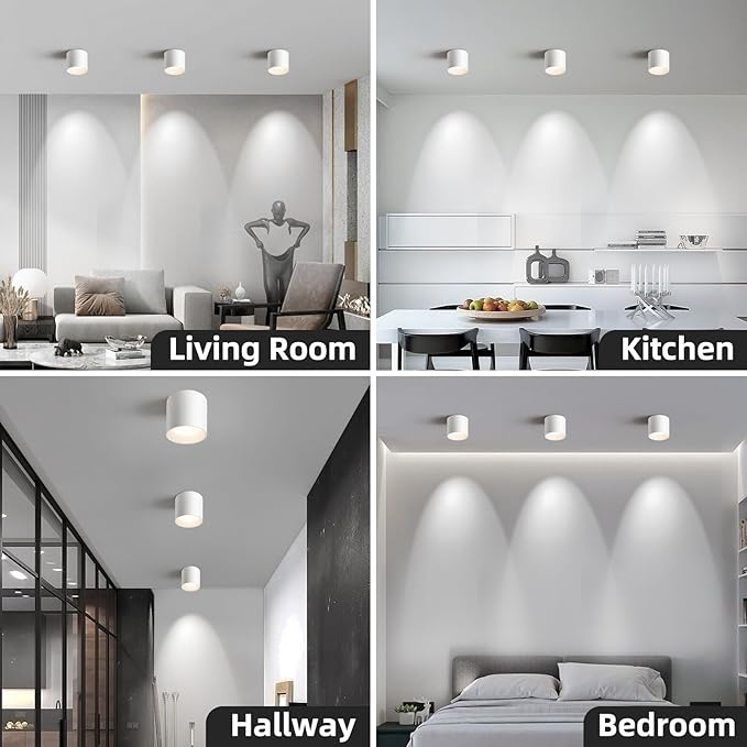 OKELI White Flush Mount Ceiling Light Fixtures for Hallway Entryway, 20W 1800LM 3000K-6000K Dimmable Close to Ceiling-Lighting, Modern LED Cylinder Ceiling-Lamps for Dining Room Living Room, 3Pack