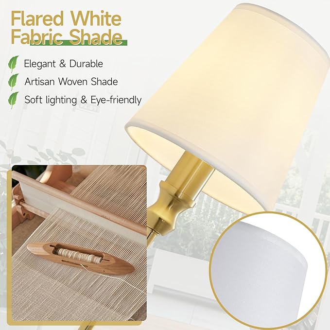 5-light Bathroom Vanity Light,41 IN Vintage Brass Bathroom Light Fixtures Over Mirror,Wall Lamps For Bedroom With Flared White Fabric Lampshade For Living Room,Foyer,Hallway,Hardwired,E12 Base