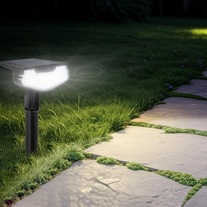 Solar Spot Lights Outdoor IP65 Waterproof, 6000K 3 Modes 1000lm Bright Stake Lights for Yard Garden House Garage Pathway (6Pack, 15Hrs Runtime)