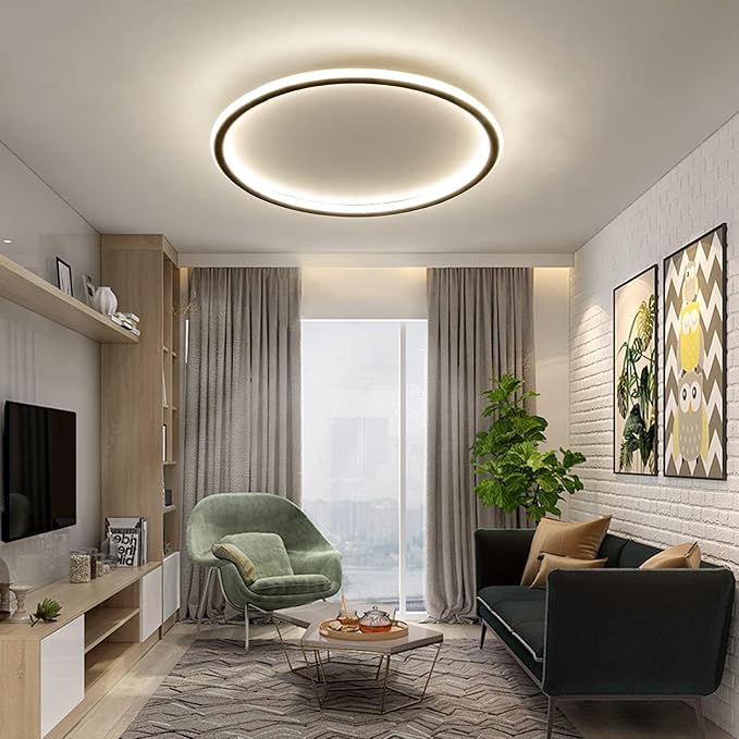 15.7 Inch Flush Mount Ceiling Light, 40-60W Round LED Ceiling Light Fixtures, Thin Modern Ceiling Lamp, Close to Ceiling Lights for Bedroom, Kitchen, Living Room, 3 Color Temperature Selectable