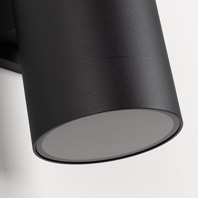 mirrea 14" Modern Outdoor Porch Light Patio Light in 2 Lights with Aluminum Cylinder and Tempered Glass Cover Waterproof Wall Sconce 2 Pack (Matte Black)