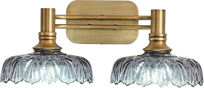 2 Light Bathroom Vanity Lights Grey Glass Lampshade Wall Sconces for Kitchen Dining Room Bedroom Hallway