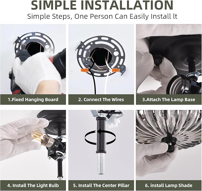 Semi Flush Mount Ceiling Light, 11.8 Inch Black Vintage Hallway Light Fixture with Smoky Gray Glass, Close to Ceiling Light for Bedroom Kitchen Living Room Bathroom Foyer, E26 Base