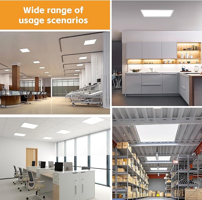 OKQ 2x2 LED Flat Panel Light Drop Ceiling Office Fixture,5 CCT 3000K-6500K Adjustable & 5 Wattage Selectable, 0-10V Dimmable, 2X2 LED Flush Mount Ceiling Light,ETL Listed 40Pack