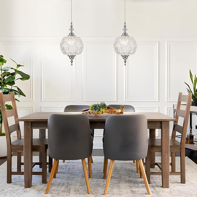 Modern Chrome Pendant Light Fixtures 8.3" Pendant Lighting for Kitchen Island Living Room Bedroom