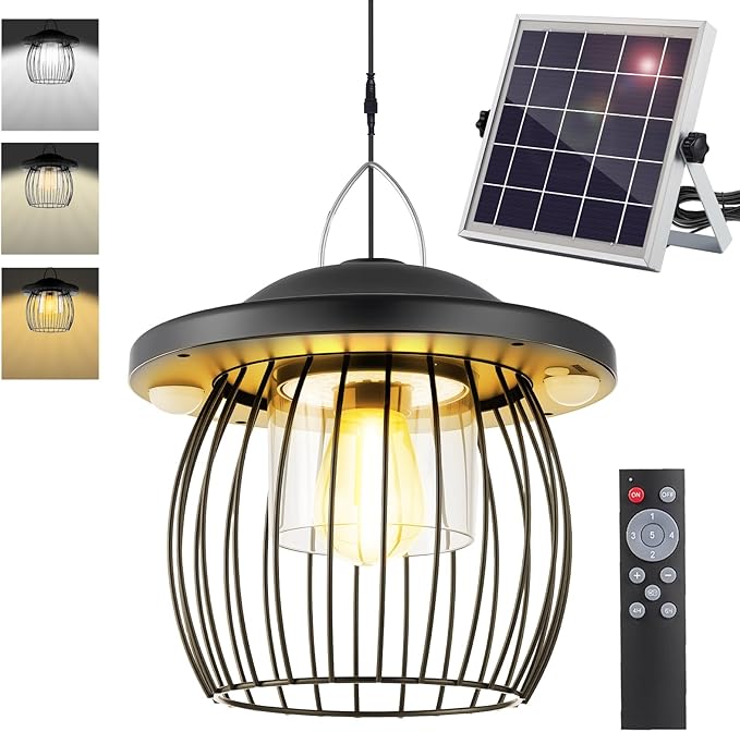 Deogos 3000LM Solar Shed Light Outdoor Indoor,Solar Powered Gazebo Light 4400mAh Battery with Motion Sensor and 3 Color Temperatures Day & Night Use Waterproof with Remote for Shed Gazebo Barn Garage