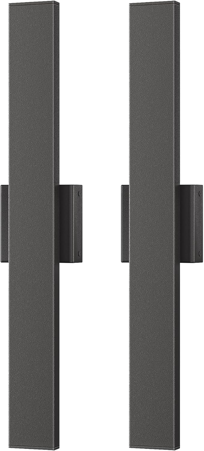 EDISHINE 23.6" Modern Outdoor Wall Lights, 3CCT & 10%-100% Dimmable, IP65 Waterproof, LED Exterior Lighting Fixtures, Linear Outdoor Wall Sconce for Porch, Patio, 2 Pack, Black