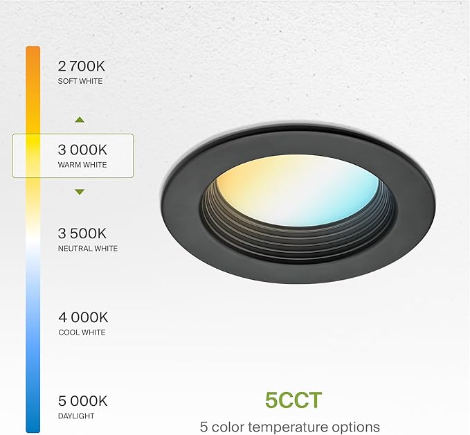 ASD Black 4 Inch Retrofit LED Recessed Light - 10W 2700K-5000K 849LM Retrofit LED Recessed Lighting 4 Inch, Dimmable Black Recessed Lights, Wet Rated Baffle Trim Can Lights, ETL, Energy Star