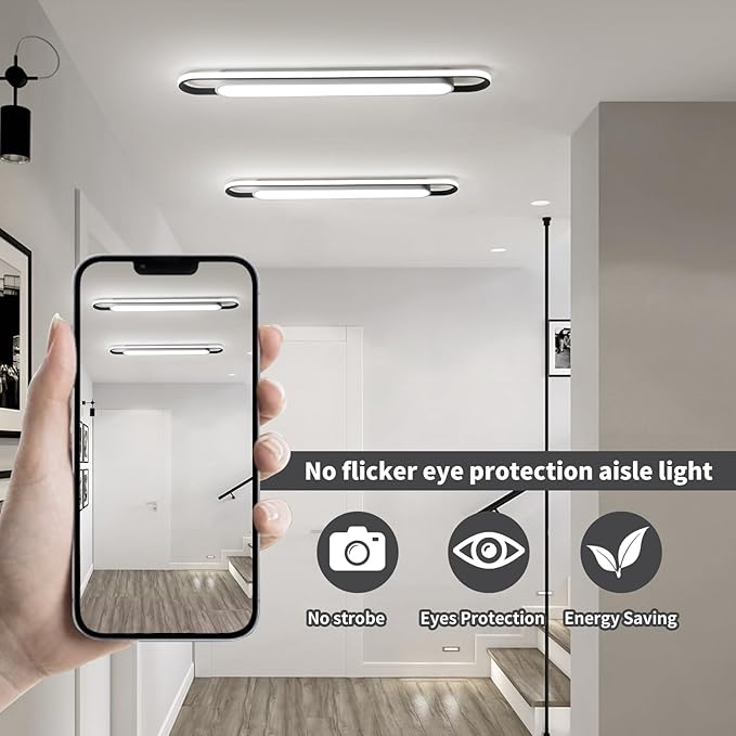 4Ft Modern Hallway Ceiling Lights, 6500K Acrylic Linear Ceiling Lamp,65W Metal LED Ceiling Light Fixture,Kitchen Dining Living Room Laundry, Garage Cloakroom Lighting (48Inch)