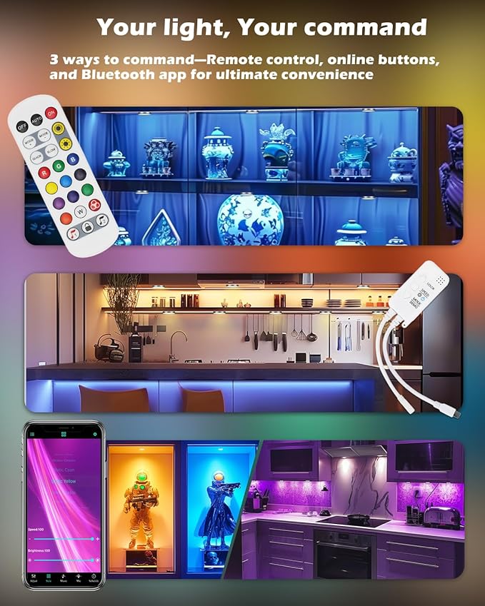 Cefrank RGB LED Puck Lights with Remote & App Control, Color Changing Under Cabinet Lighting with Music Sync, Dimmable Multi-Color Disc Lights for Backlight, Shelf, Showcase (6 Pack)