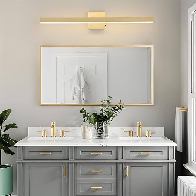 Gold Bathroom Vanity Light 31.5 inch, 26W Dimmable 5CCT LED Modern Bathroom Light Fixture Over Mirror, ETL Certificated