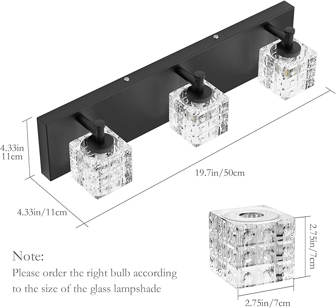 Ralbay Black Vanity Light 3 Lights Modern Crystal Matte Black Bathroom Light Fixtures Modern Crystal Bathroom Vanity Light Fixtures