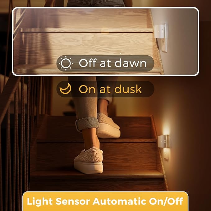 L LOHAS LED Night Light, 2 Pack Dimmable Modern LED Night Lights Plug into Wall,Dusk to Dawn Sensor Night Lights for Kid, 0-100LM 3000K Soft White Nightlight for Hallway Bedroom Stairway