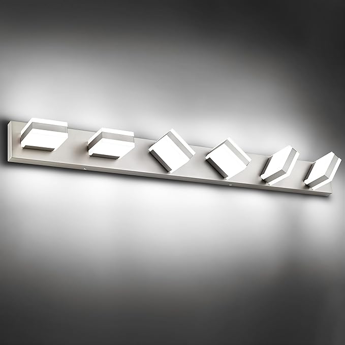 PRESDE 6-Light Bathroom Light Fixtures Over Mirror Brushed Nickel LED Vanity Light for Bathroom Modern Bath Wall Lighting