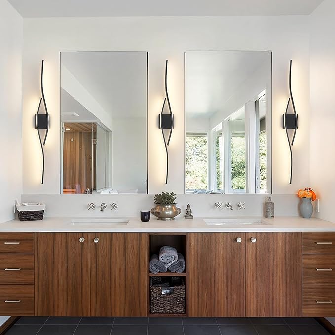 Joossnwell Bathroom Light Fixture Over Mirror 39.37 Inch Vanity Lights Bar for Bathroom Dimmable 5CCT Modern Vanity Light Black Led Bath Light Wall Lamp