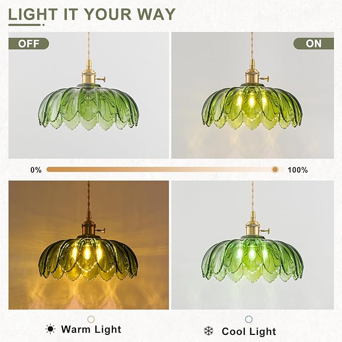 2 Pack Plug in Pendant Light Fixtures, Hanging Light Fixture Glass Pendant Light, Vintage Green Hanging Lamp, Pendant Lighting for Kitchen Island, Bedroom, Dining Room, Living Room