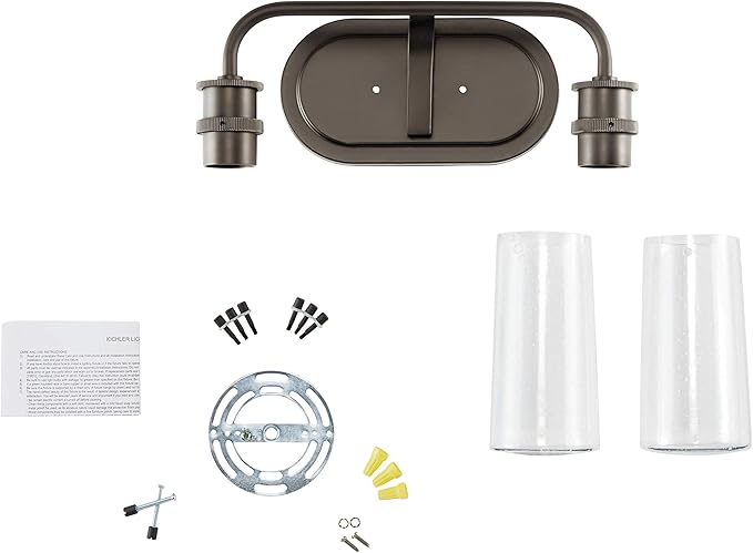 KICHLER Braelyn 14.75" 2 Light Vanity Light with Clear Seeded Glass Olde Bronze®