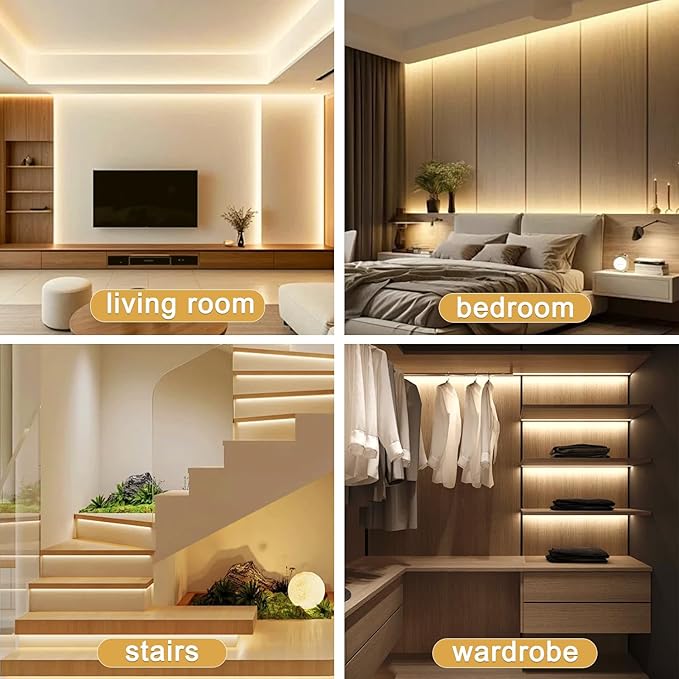 COB LED Strip Lights 5V USB Powered Dimmable LED Rope Lights 3000K Warm White 10ft TV Backlights,Flexible LED Strip Lights Under Cabinet Light for Bedroom,Kitchen,Shelf Lighting