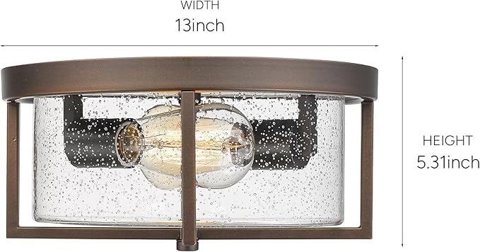 Flush Mount Ceiling Light, Kitchen Island Metal Ceiling Light Fixtures, Farmhouse Close to Ceiling Light, Bedroom Ceiling Lighting Fixture for Hallway, Kitchen, Entryway (Oil Rubbed Bronze, 5.5" H)