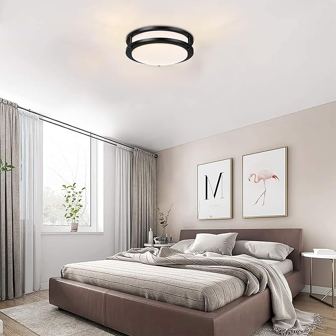 2 Pack Black Ceiling Light, 10 Inch Flush Mount LED Ceiling Light Fixture - Matt Black Bathroom Bedroom Lights LED 2700K/3000K/3500K/4000K/5000K Adjustable Hallway Ceiling-Light, 17W