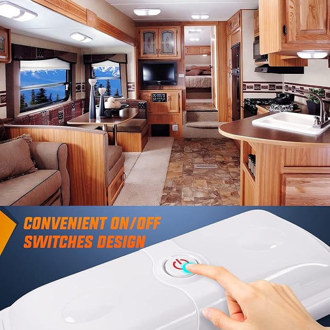 Nilight 2pcs RV Interior Lights 12V-24V LED Ceiling Light Fixture with ON Off Switch Inside Lighting Natural White 4000-4500K for Car RVs Trailer Camper Boat