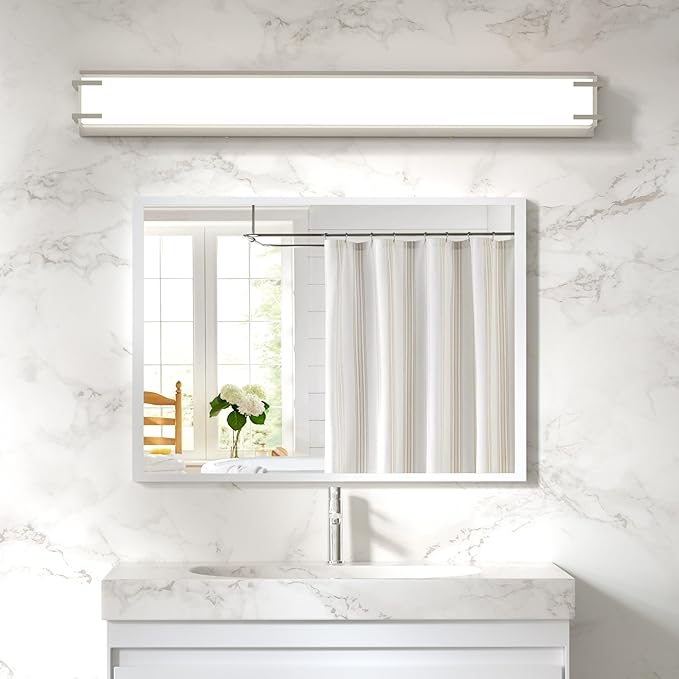 Bathroom Light Fixture Over Mirror 32" Vanity Light with Milky White Lampshade 4000K Daylight Brushed Nickel Bath Bar (Brushed Nickel)