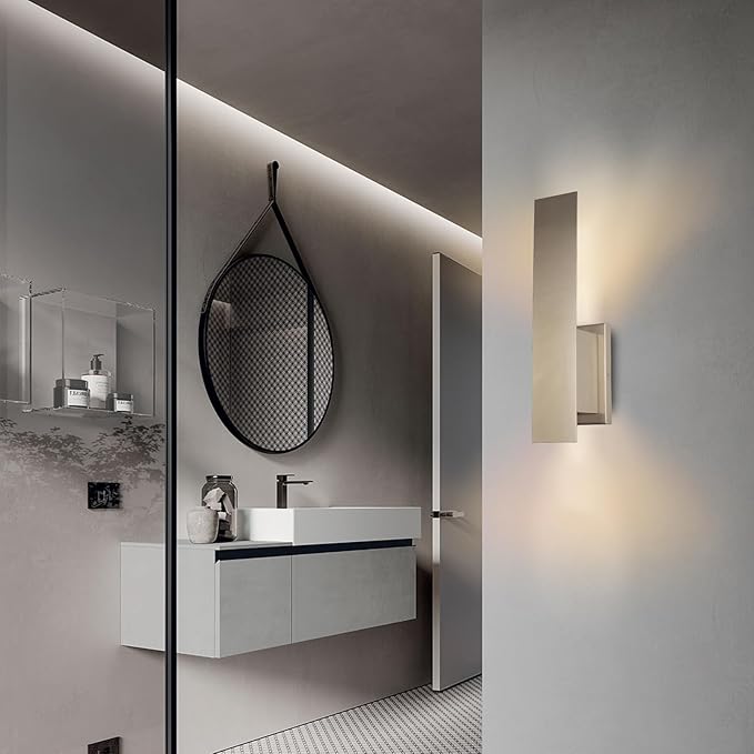 Edwarmlux Indoor Wall Sconces, Modern Wall Lights, Up and Down Wall Mount Light, Dimmable Hardwired Wall Light for Bedroom, Living Room, Hallway, GU10 Bulbs Excluded, 2 Pack (Brushed Nickel)