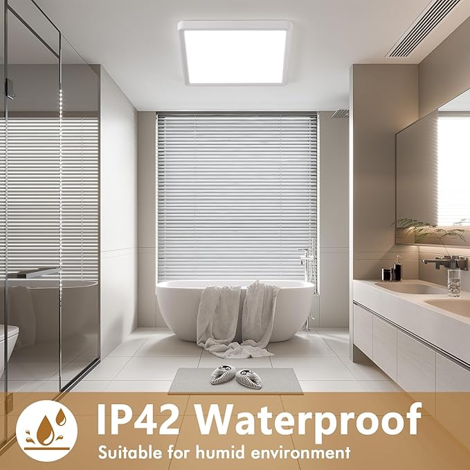2PK 16 Inch Square LED Flush Mount Ceiling Light, 40W, 4000LM 3000K/4000K/6000K CCT Selectable, White Square LED Flat Panel Ceiling Light Fixture for Bedroom,Kitchen,Living Room