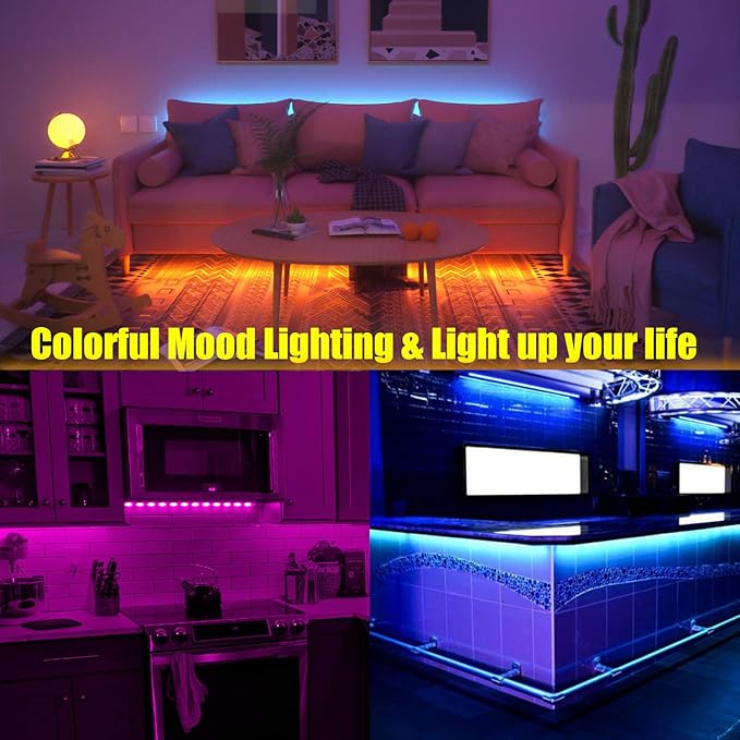maylit Tv Led Backlight, 22.3ft Led Strip Lights for 85-100in Tv, Tv Lights kit with Remote, RGB Bias Lighting for Room Decor