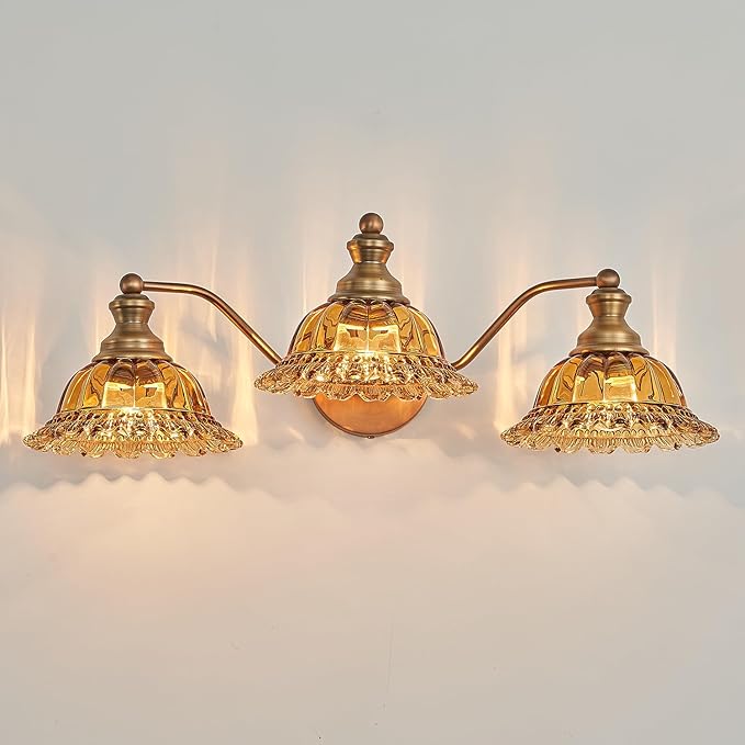 XIEDUN Tea Glass 3 Light Vanity Light Colored Glass Bathroom Light Fixture Vanity Lighting Fixtures