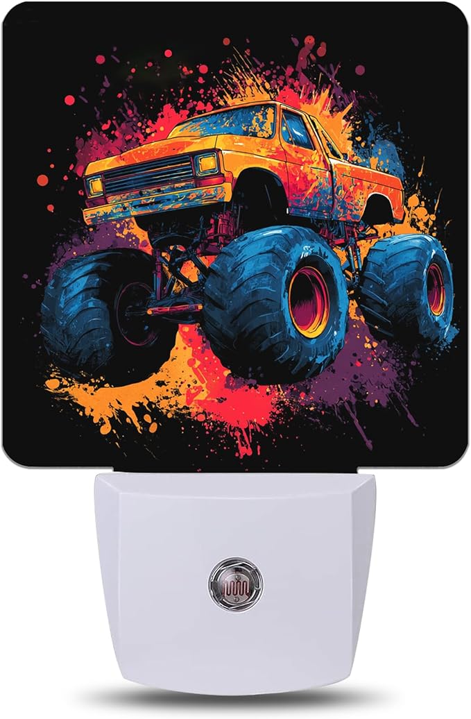 Trucks Night Light Plug Into Wall with Dusk to Dawn Sensor Wall Lamp, LED Nightlights for Bedroom, Bathroom, Kitchen, Hallway, Room Decorative for Boys Girls Women Men Gifts
