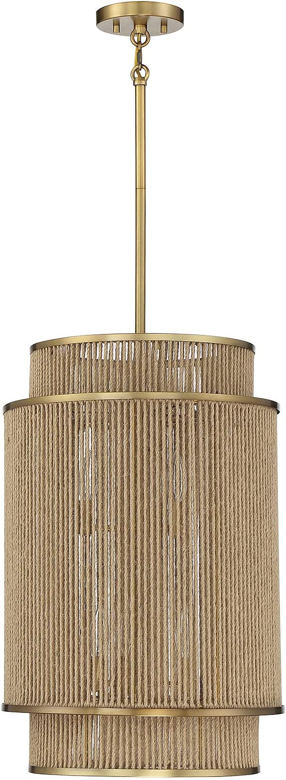 Savoy House 3-1773-6-320 Ashburn Bohemian/Eclectic Rope Pendant, 6-Light 360 Total Watts, 25" H x 16" W, Warm Brass
