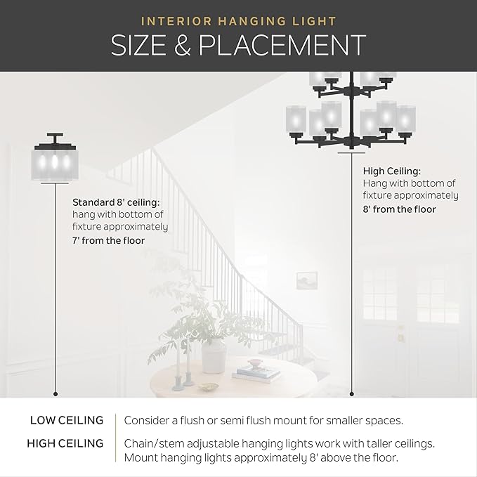 Kichler Shailene 18" Semi Flush Mount Light in Brushed Nickel, 3-Light Round Ceiling Light with Satin Etched White Diffuser, (18" W x 11.25" H), 43692NI