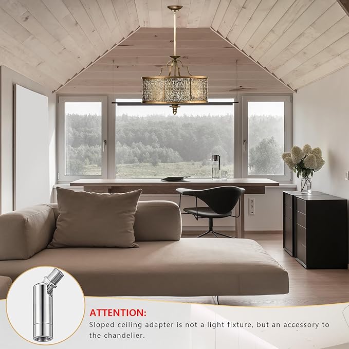 Tondiamo 4 Pcs Silver Sloped Ceiling Light Adapter 180 Degree Pendant Suspension Canopy for Chandelier Track Ceiling Lamp Pendant Vaulted Overhead Light Hanging Helper for Vaulted or Angled Overhead