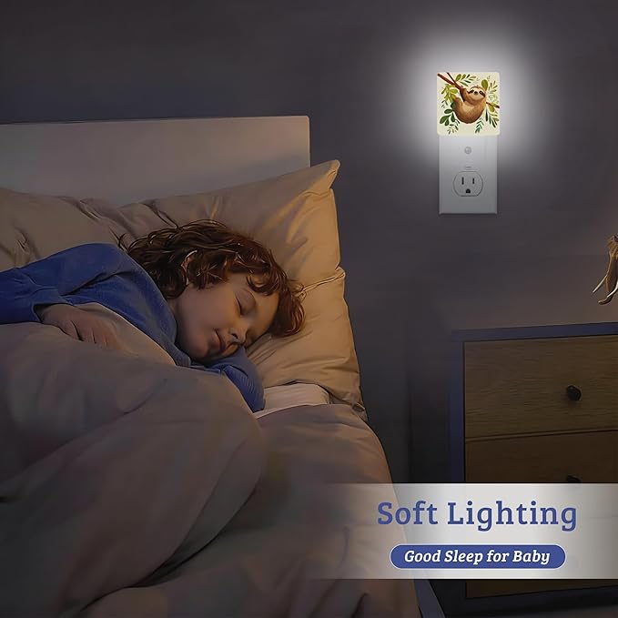 Cute Sloth Night Light, Dusk to Dawn Nightlight with Auto Sensor Lamp Home Indoor Stairway Kitchen Corridor, Night Lights Plug Into Wall Decorative for Boys Girls Women Men Room Gifts