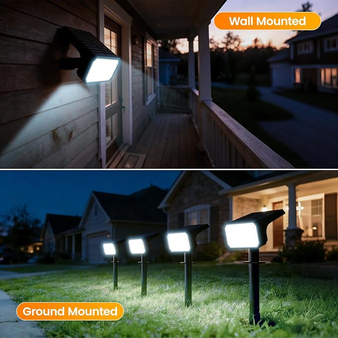 Fabrito 4 Pack Solar Spot Lights Outdoor Waterproof IP67, [108 LEDs, 4 Modes] Dusk to Dawn Spotlights with 1500mAh Battery for All Night, Landscape Lights for Tree, Yard, Pool, Pathway, Cool White