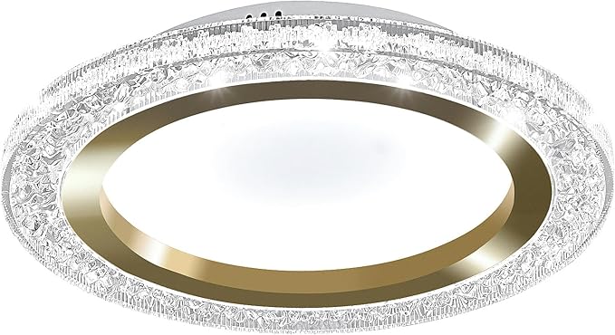 UOFUS Gold LED Flush Mount Ceiling Light 15.7inch Modern Round Ceiling Light Fixture 6400K Super Bright Circle Ceiling Lamp for Bathroom Kitchen Bedroom Living Room Entryway Hallway Stairwell