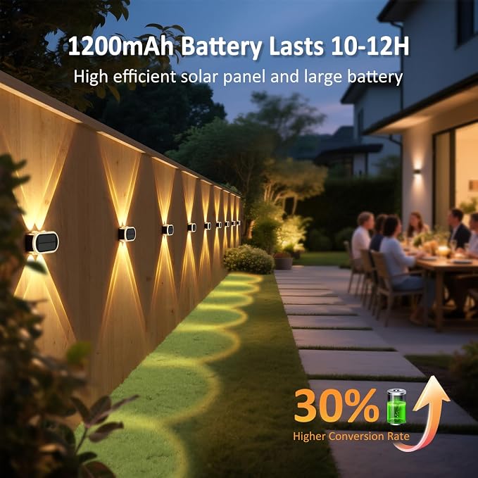 Solar Fence Lights Outdoor: 12-Pack IP65 Waterproof Solar Wall Lights - Up Down Dual Lens LEDs 3000K/4000K/6000K - 10-12H Lasting and Easy Install for Backyard Patio Porch